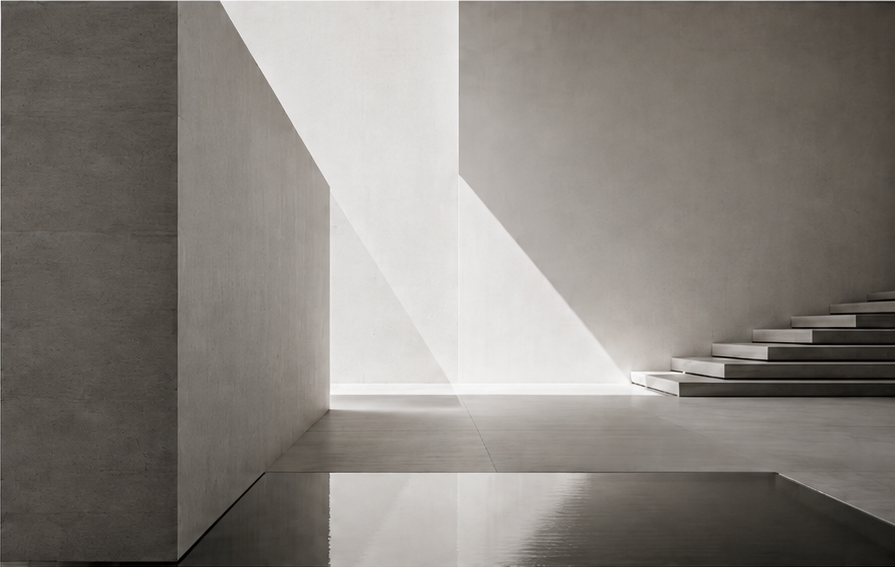 Espacio arquitectónico contemporáneo de hormigón y luz